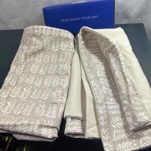 Set 2 Zippered Throw Pillow Covers Neutral Beige Cotton Blend Boho Farmhouse NIB